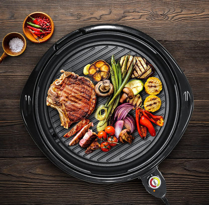 Elite Gourmet EMG6505G Smokeless Indoor Electric BBQ Grill with Glass Lid, Dishwasher Safe, PFOA-Free Nonstick, AdjCatable Temperature, Fast Heat Up, Low-Fat Meals Easy to Clean Design - PuriLite