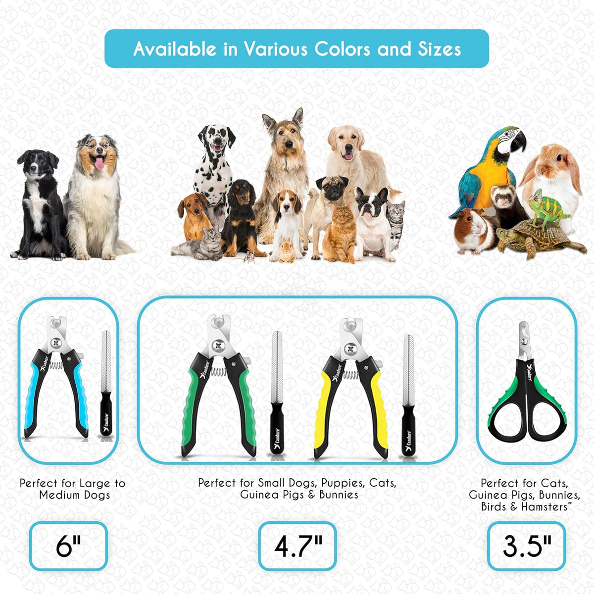 Candure Cat Nail Clippers Stainless Steel Cat Claw Trimmers for Rabbits,Guinea Pigs, Birds, Puppies, Kittens and Small Animals- Pet Nail Clippers for Professional and Home Use (Black) - PuriLite