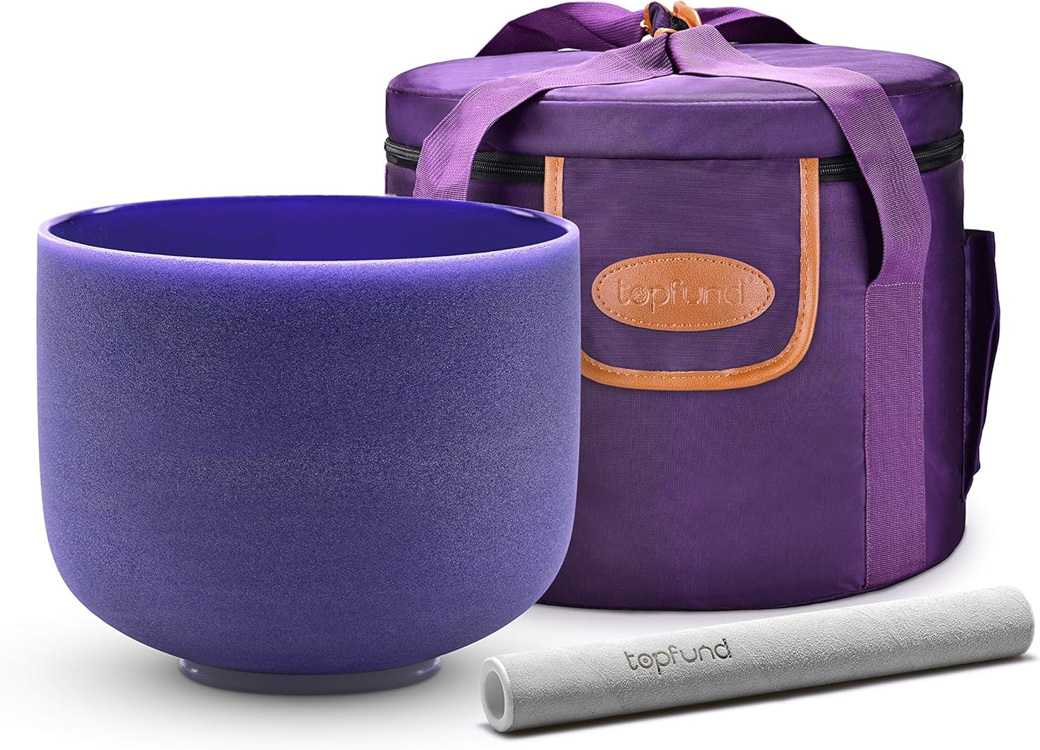 TOPFUND F Note Crystal Singing Bowl Heart Chakra 8 inch with Heavy Duty Carrying Case and Suede Striker - PuriLite