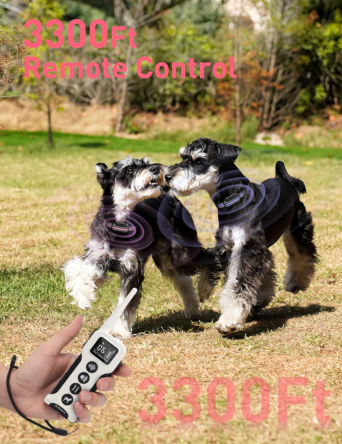 DOGLinsen No Shock Dog Training Collar with Remote 3300ft Range, Vibrating Dog Collar, Vibration Collar for Small Medium Large Dogs, 9 Style Tones and Vibration Collar - PuriLite