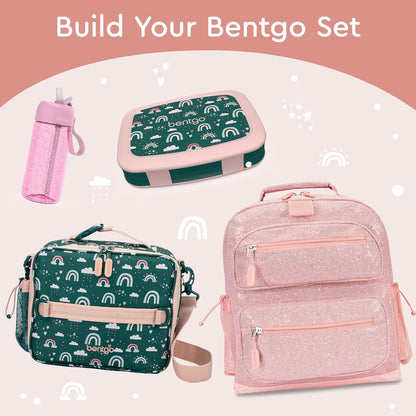 Bentgo Kids Prints Leak-Proof, 5-Compartment Bento-Style Kids Lunch Box - Ideal Portion Sizes for Ages 3-7, Durable, Drop-Proof, Dishwasher Safe, & Made with BPA-Free Materials (Green Rainbow) - PuriLite