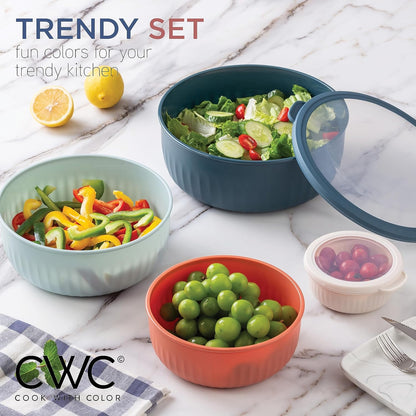 COOK WITH COLOR Prep Bowls with Lids- 8 Piece Nesting Plastic Small Mixing Bowl Set with Lids (Teal Ombre) - PuriLite