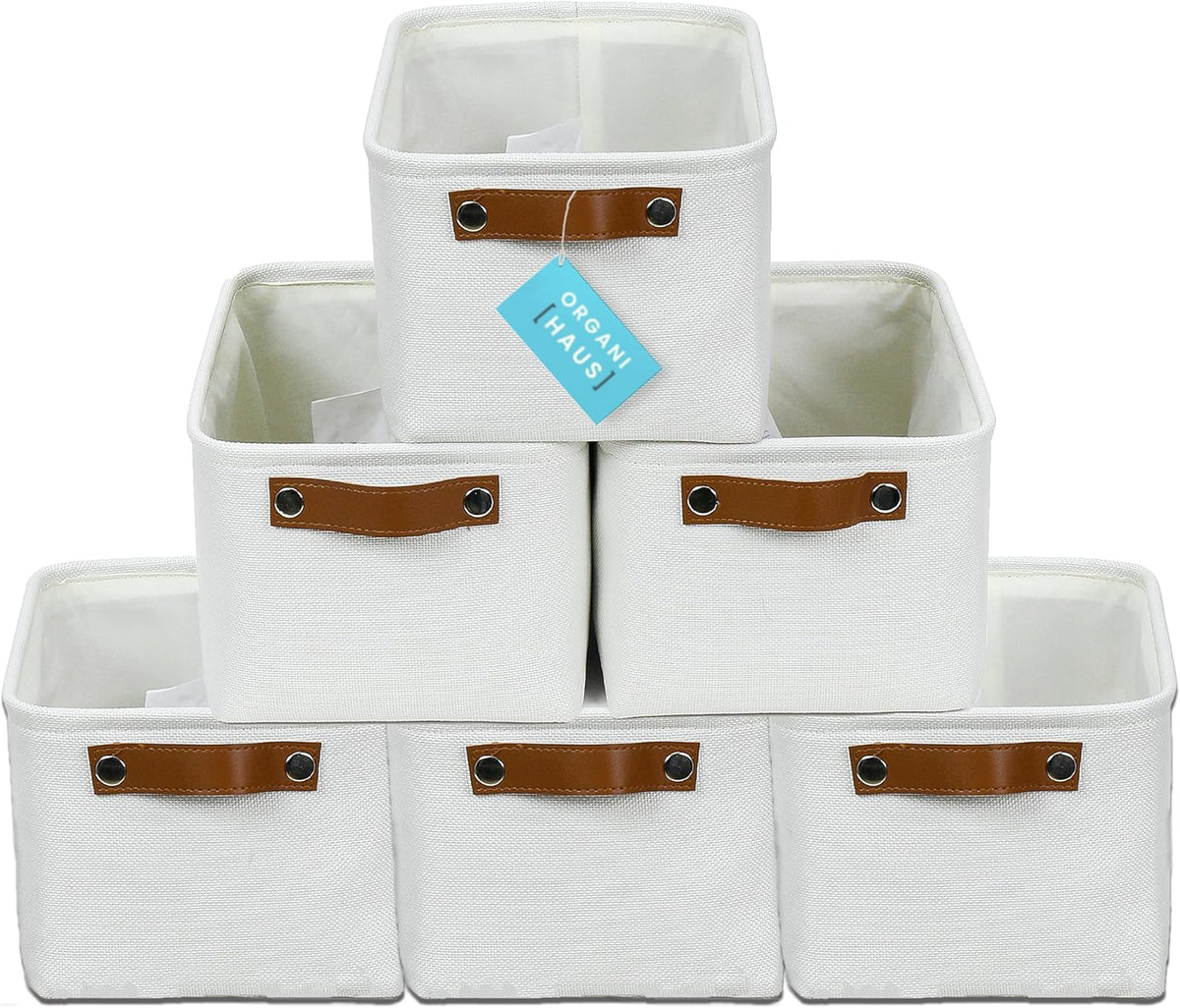 OrganiHaus Large Fabric Storage Baskets for Shelves 3 Pack, 15x11in Closet Storage Bins for Shelves, Cloth Baskets, Fabric Storage Cubes, Linen Closet Organizers, Fabric Basket, White Basket - PuriLite