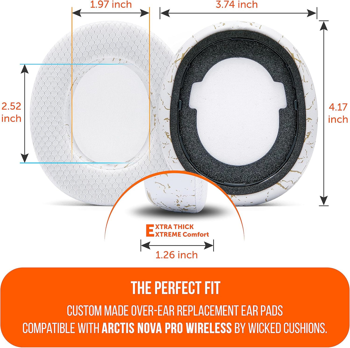 WC Freeze Nova Pro Wireless - Cooling Gel Earpads for Arctis Nova Pro Wireless ONLY (Doesn’t Fit Other Models), Made by Wicked Cushions, Improved Durability, Thickness & Sound Isolation | Black - PuriLite