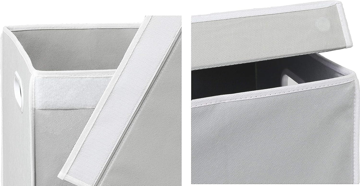 SimpleHouseware Double Laundry Hamper with Lid and Removable Laundry Bags, Beige - PuriLite