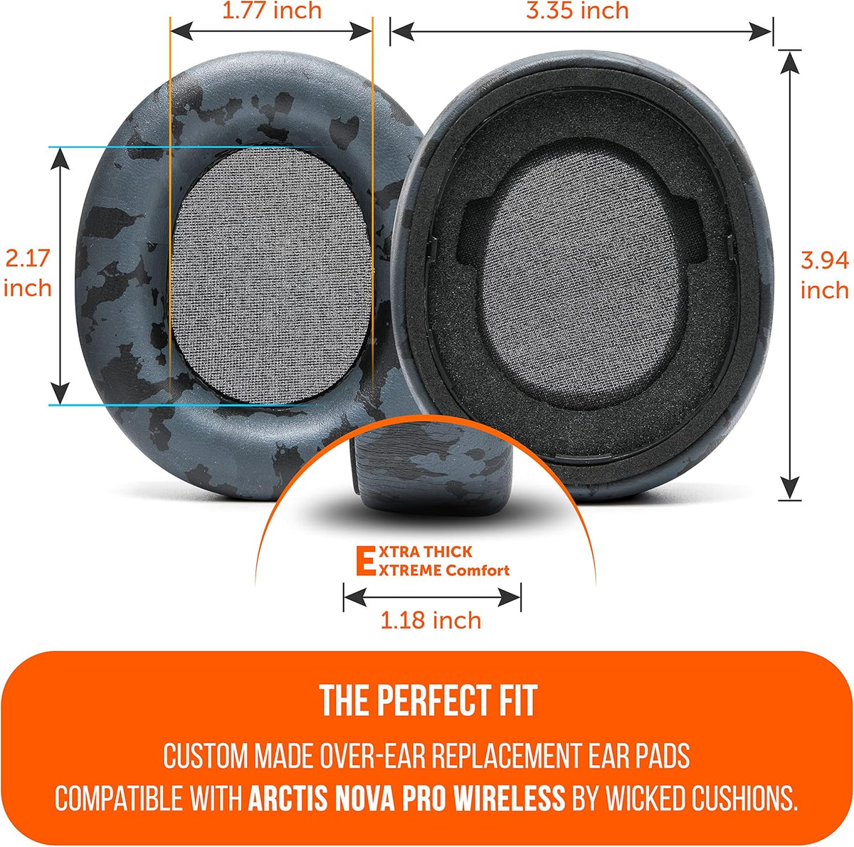 WC Upgraded Replacement Earpads for Steelseries Arctis Nova Pro Wireless Made by Wicked Cushions | Improved Durability, Thickness, Softer Leather, and Sound Isolation | 90's Black - PuriLite