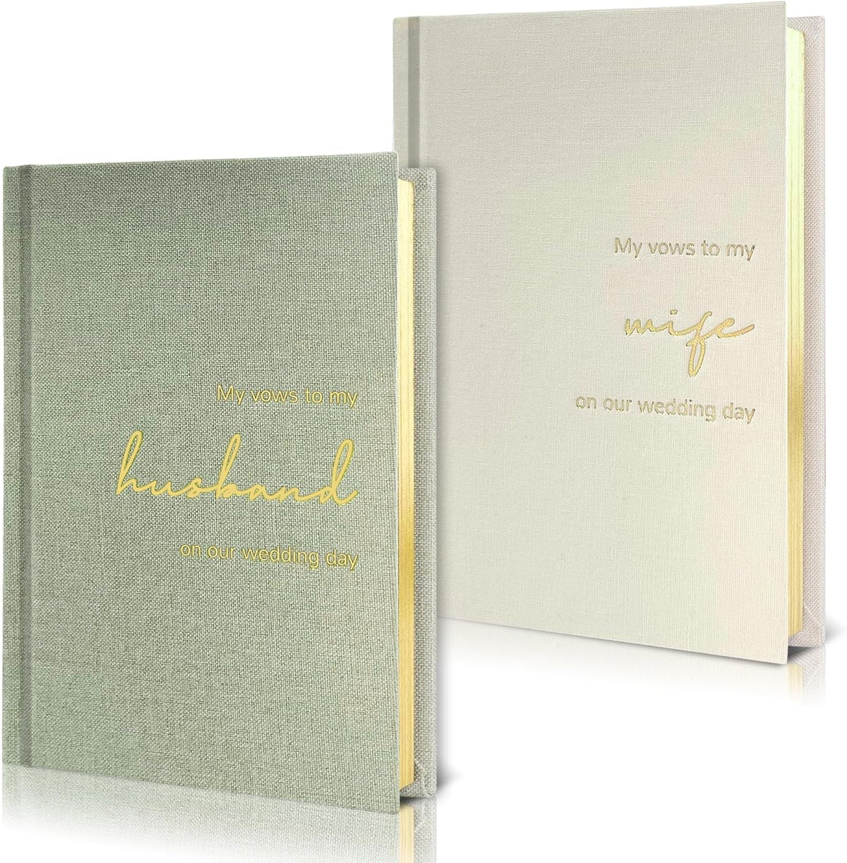 WeddingGiftsWedding Vow Books His and Hers Soft Touch Gold Foil Engraving Vow Books Wedding Essentials Wedding Accessories(TR-HH-Black) - PuriLite