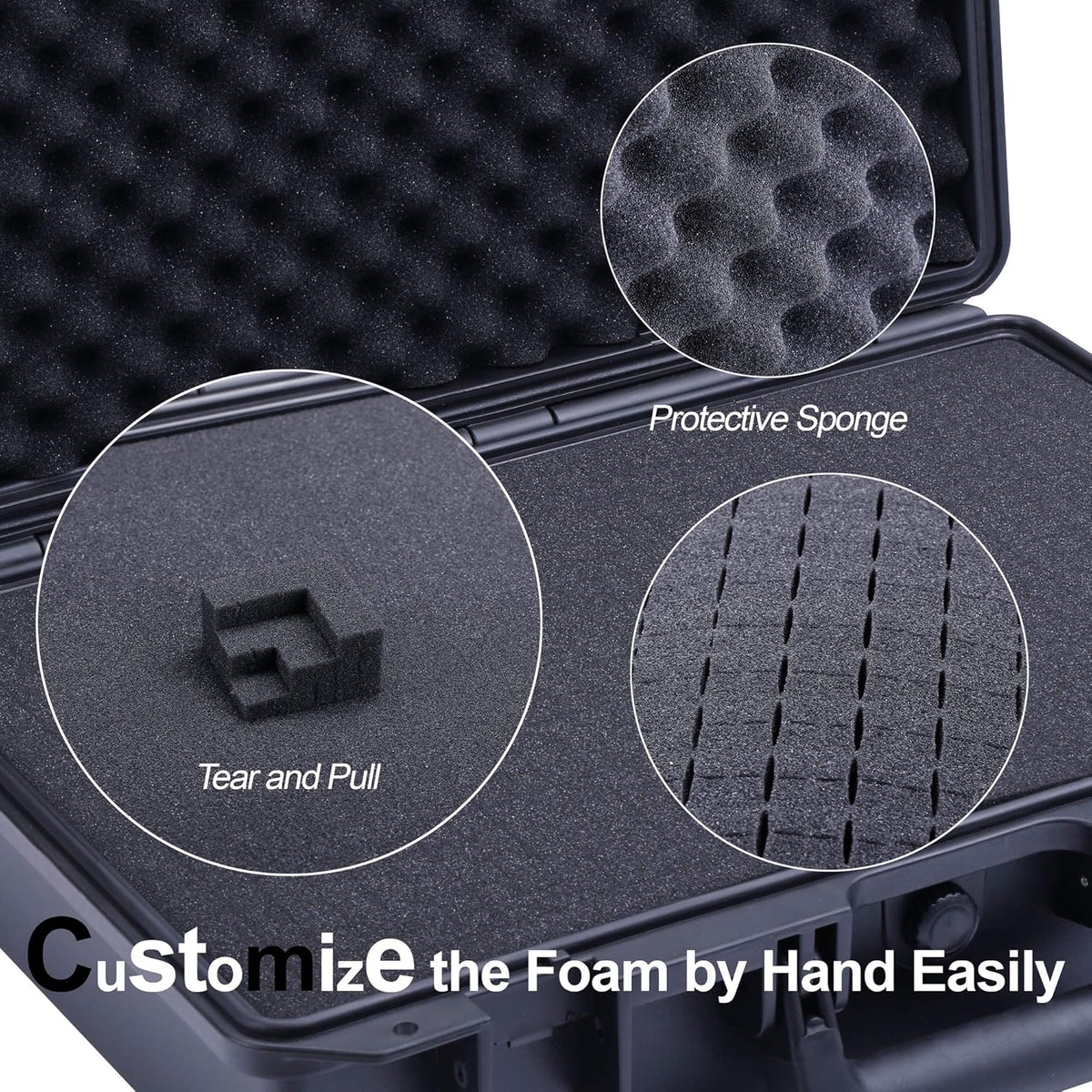 Lykus HC-3810 Waterproof Hard Case with Customizable Foam Insert, Interior Size 38x28x13.5cm, Suitable for Camera, Lens, Drone, mic, Flashlight, Telescope, Action cam, Electronics, Tools, and More - PuriLite
