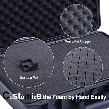 Lykus HC-3810 Waterproof Hard Case with Customizable Foam Insert, Interior Size 38x28x13.5cm, Suitable for Camera, Lens, Drone, mic, Flashlight, Telescope, Action cam, Electronics, Tools, and More - PuriLite