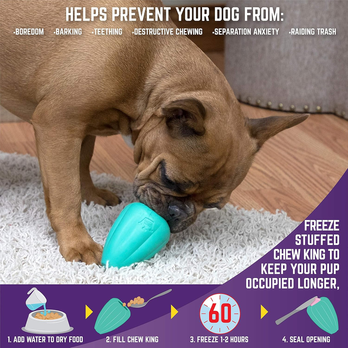 Chew King Premium Treat Dog Toy, L, Extremely Durable Natural Rubber Toy, Pack of 2 - PuriLite