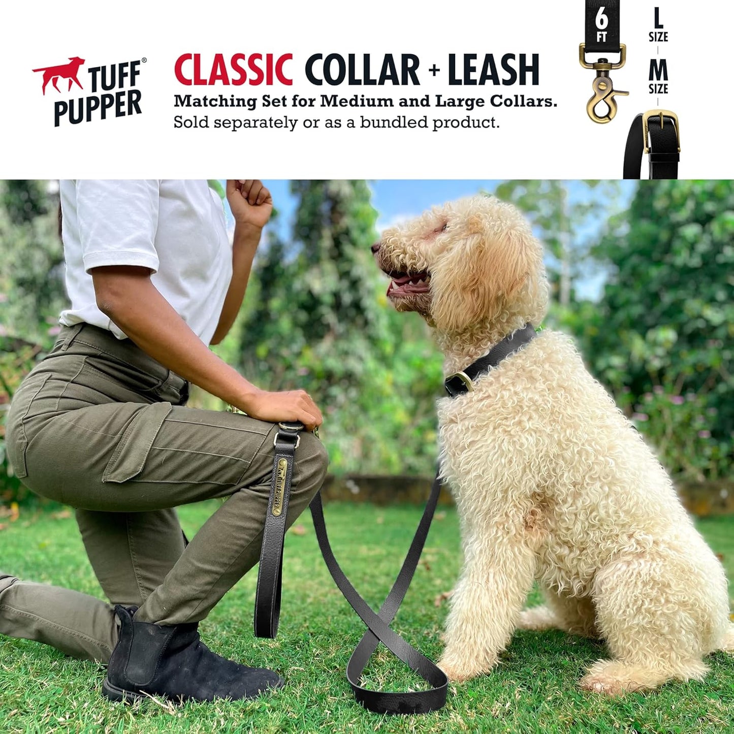 Tuff Pupper Classic Heavy Duty Dog Collar | 10x Stronger Than Leather | 100% Waterproof & Odor Proof Dog Collar | Tough Rust-Proof All Metal Hardware - PuriLite