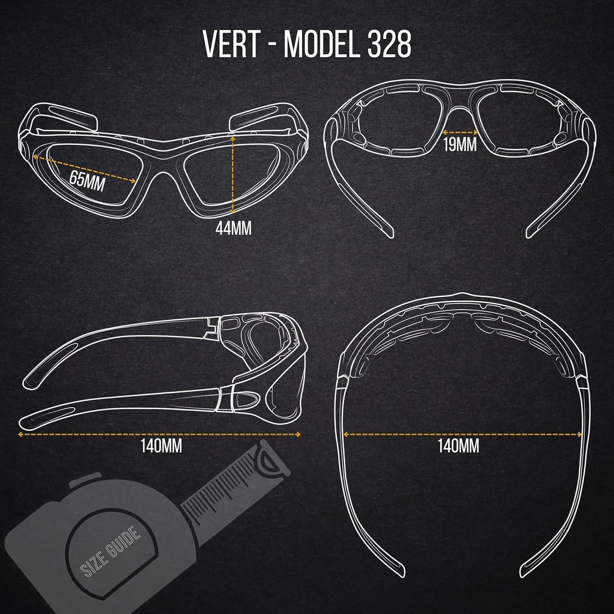 WYND Blocker Vert Motorcycle & Outdoor Sports Wrap Around Sunglasses - PuriLite