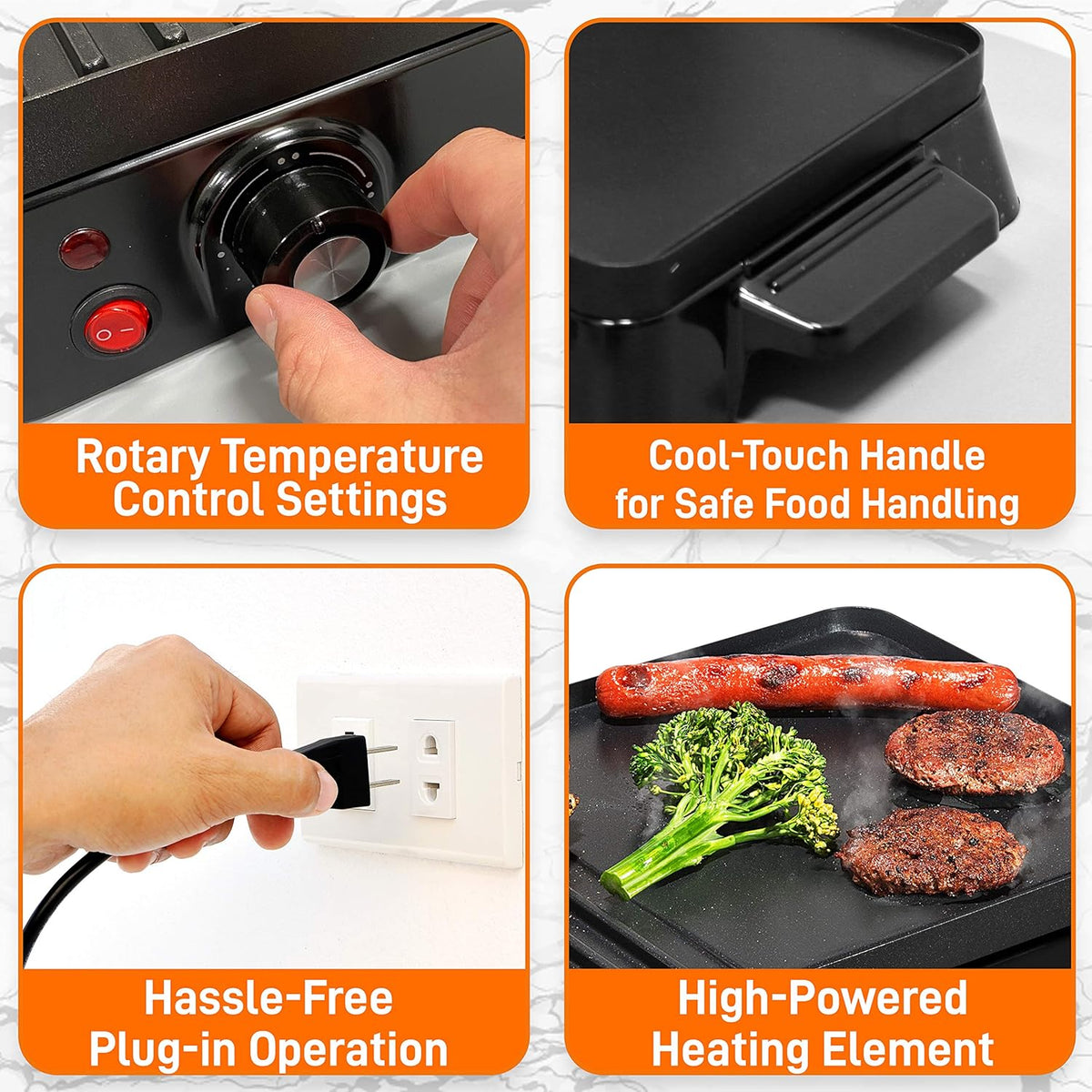 NutriChef Electric Griddle - Dual Hot Plate Cooktop Crepe Maker with Press Grill, Nonstick Coating, Rotary Temperature Control, Plug-in Operation & Oil Tray for Kitchen & Countertop (PKGRIL43) - PuriLite
