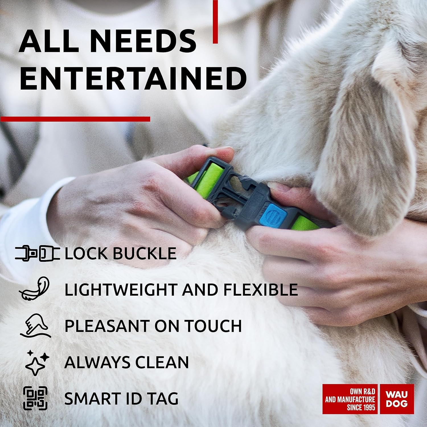 Waterproof Dog Collar - Adjustable Glow Dog Collar for Large Dogs, Small and Medium Dogs - Heavy Duty Dog Collars with Durable Metal Clasp and QR Dog Tag - Glow in The Dark Dog Collars - PuriLite