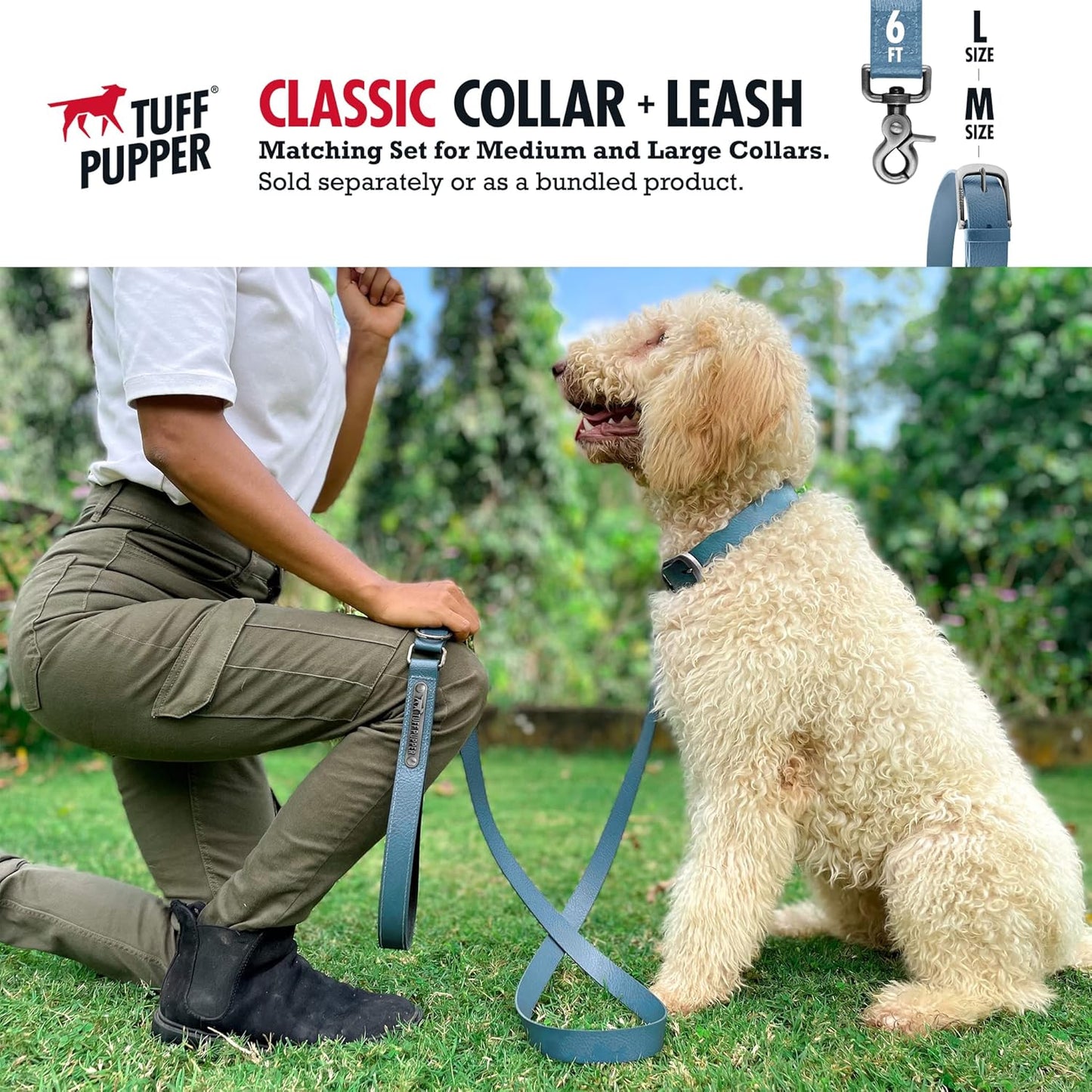 Tuff Pupper Classic Heavy Duty Dog Collar | 10x Stronger Than Leather | 100% Waterproof & Odor Proof Dog Collar | Tough Rust-Proof All Metal Hardware - PuriLite