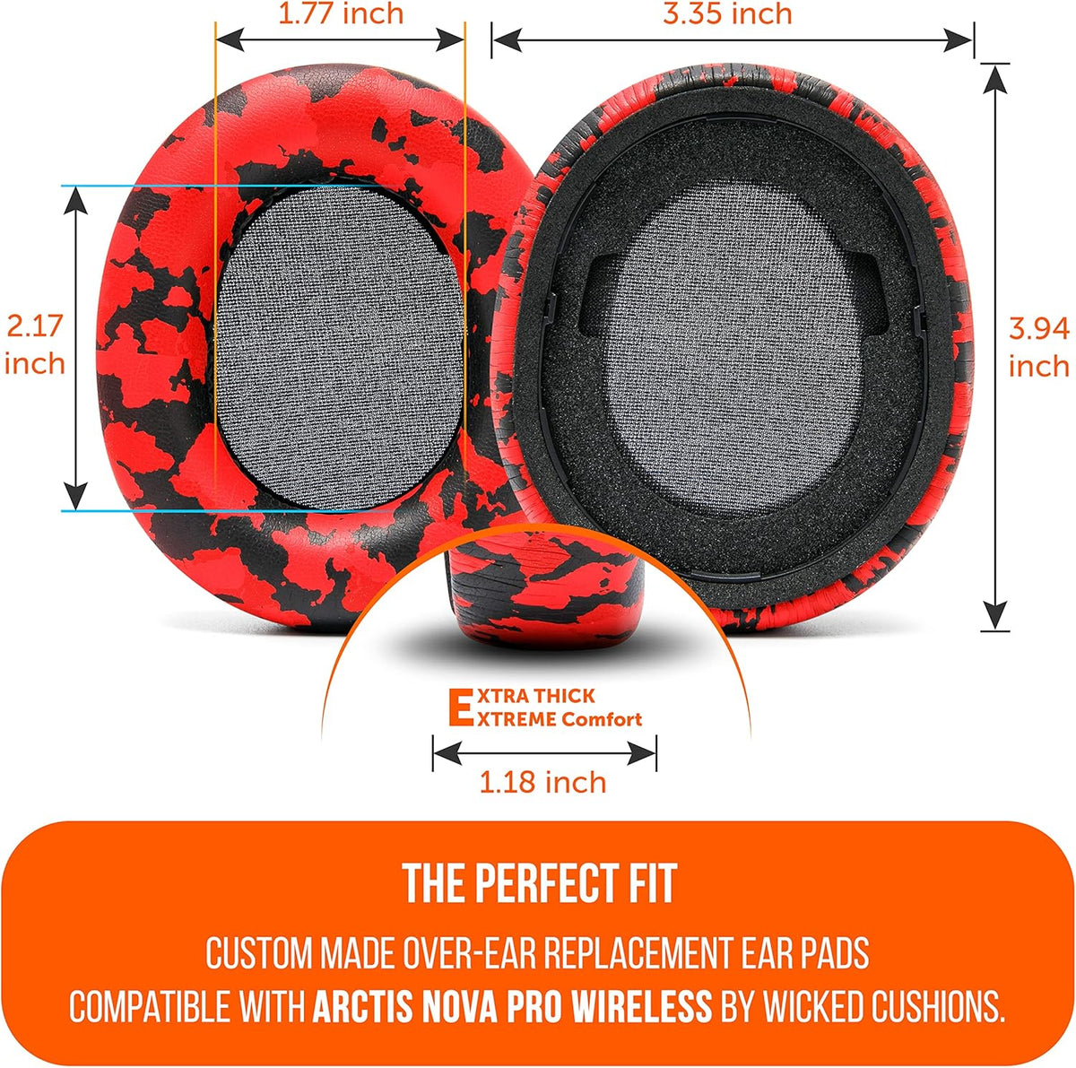 WC Upgraded Replacement Earpads for Steelseries Arctis Nova Pro Wireless Made by Wicked Cushions | Improved Durability, Thickness, Softer Leather, and Sound Isolation | 90's Black - PuriLite