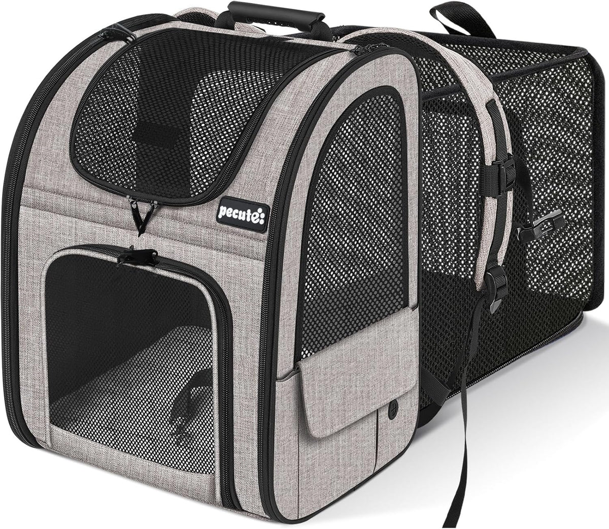 Pecute Pet Carrier Backpack, Dog Carrier Backpack Expandable with Breathable Mesh for Pets ＜6kg, Pet Backpack Carrier for Hiking Travel Camping Outdoor - PuriLite