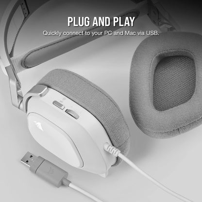 Corsair HS80 RGB USB Premium Gaming Headset with Dolby Audio 7.1 Surround Sound (Broadcast-Grade Omni-Directional Microphone, Memory Foam Earpads, High-Fidelity Sound, Durable Construction) Carbon - PuriLite