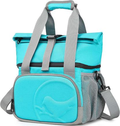 SUNNY BIRD Dual Compartment Lunch Bag Insulated Lunch Box for Women and Men (Green with Boho Strap) - PuriLite