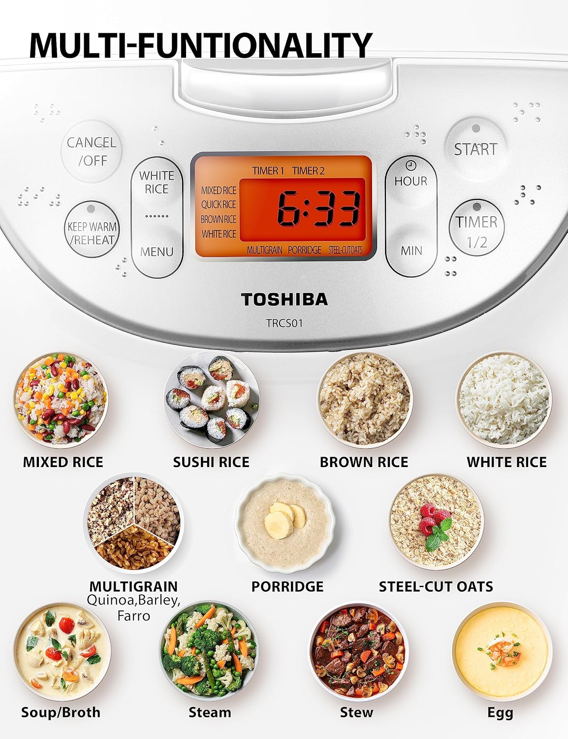 6-Cup Japanese Style Rice Cooker | Fuzzy Logic Electric Rice Cooker with 7 Cooking Functions, Digital Display, 2 Delay Timers & Auto Keep Warm