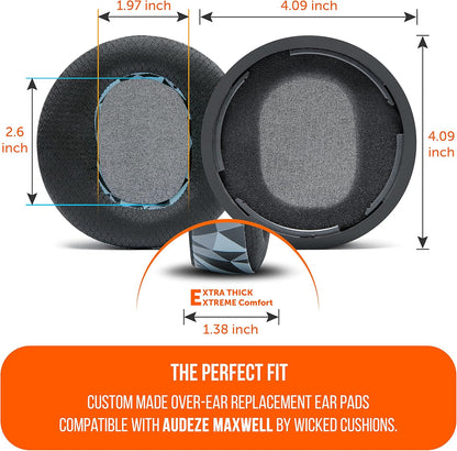WC Freeze Maxwell - Cooling Gel Replacement Earpads for Audeze Maxwell Headphones by Wicked Cushions - Elevate Comfort, Durability, Thickness & Sound Isolation for Epic Gaming Sessions | Black - PuriLite