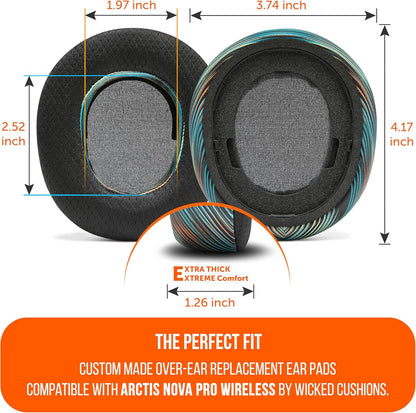 WC Freeze Nova Pro Wireless - Cooling Gel Earpads for Arctis Nova Pro Wireless ONLY (Doesn’t Fit Other Models), Made by Wicked Cushions, Improved Durability, Thickness & Sound Isolation | Black - PuriLite