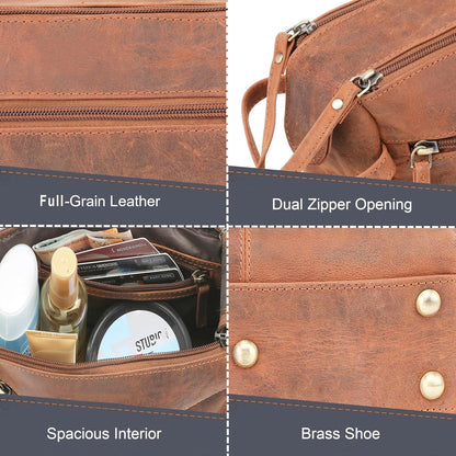 Genuine Leather Travel Toiletry Bag - Hygiene Organizer Dopp Kit by Rustic Town - PuriLite