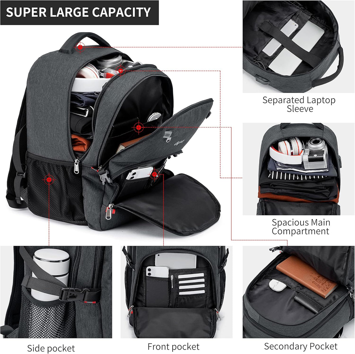 Laptop Backpack Travel Computer Backpack College Bookbag School Backpack - PuriLite