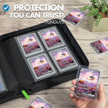 FunGuys Toploader Binder, Trading Card Binder Storage,128 4 Pocket Top Loader Pokemon Binder, Card Collection Yugioh Cards, MTG, TCG, Folders for Trading Cards - PuriLite