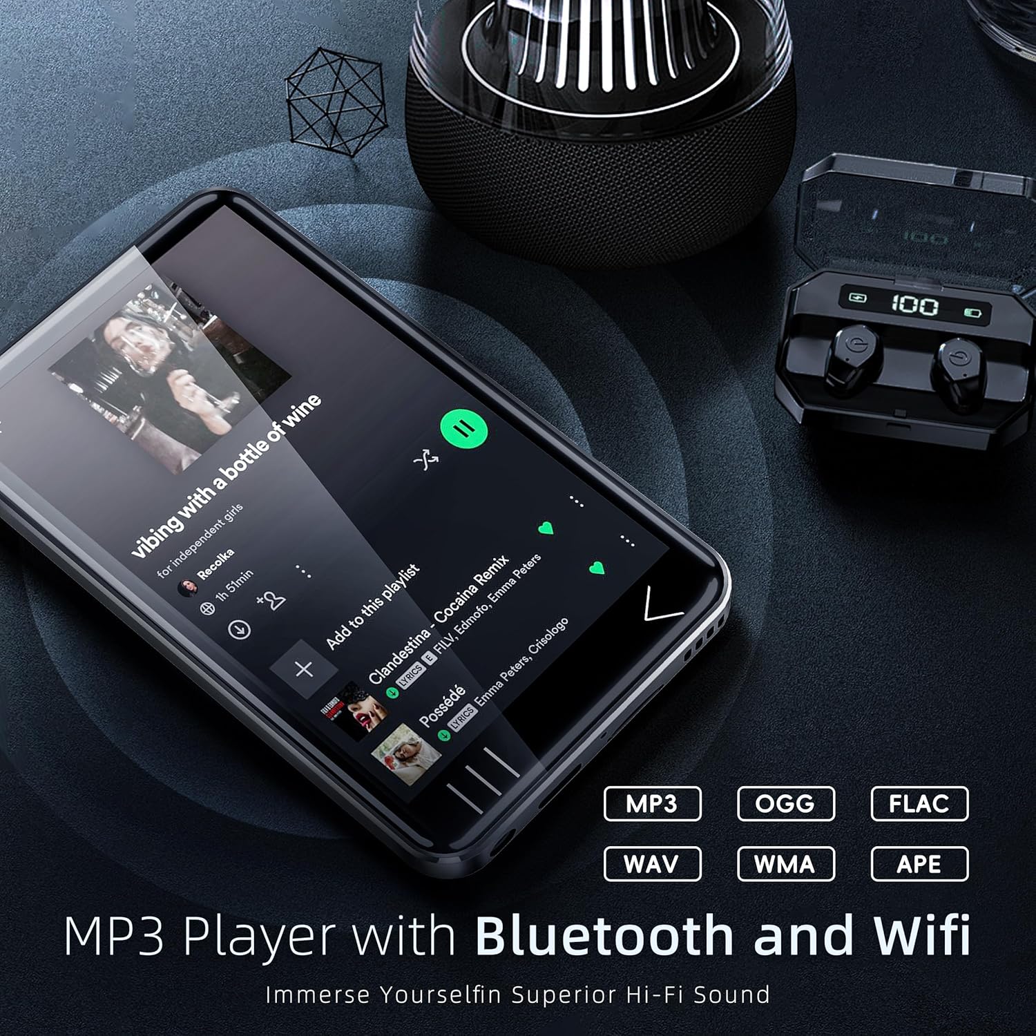 MP3 Player with Bluetooth and WiFi, Music Player with Camera Spotify Pandora,Amazon Music, 4" Touch Screen Android MP4 MP3 Player with Speaker 144GB MP4 & MP3 Player for Travel Sport - PuriLite