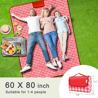 SAMSIER Large Outdoor Picnic Blankets Waterproof Foldable, Beach Blanket Sandproof Portable, Cute Picnic Mat Washable (Navy Blue, 60"×80") - PuriLite
