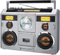 Sound Station Portable Stereo with Bluetooth/CD/AM-FM Radio/Cassette Recorder (Silver) - PuriLite