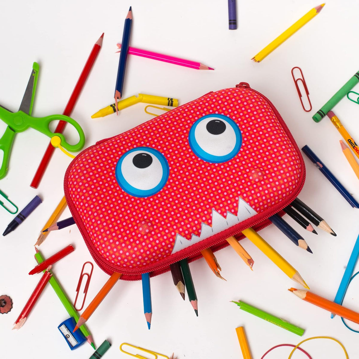ZIPIT Beast Pencil Box for Kids | Pencil Case for School | Organizer Pencil Bag | Large Capacity Pencil Pouch (Red) - PuriLite