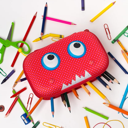 ZIPIT Beast Pencil Box for Kids | Pencil Case for School | Organizer Pencil Bag | Large Capacity Pencil Pouch (Red) - PuriLite