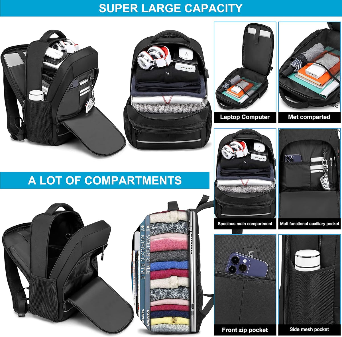 Laptop Backpack Travel Computer Backpack College Bookbag School Backpack - PuriLite