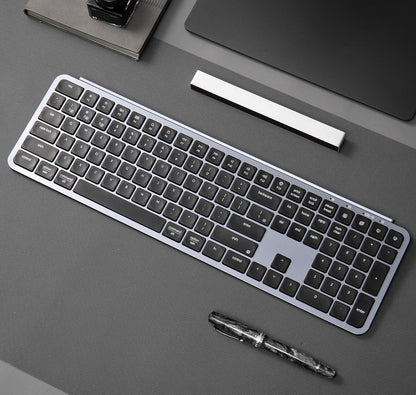 Keychron B6 Pro Quiet Key Full Size Ultra-Slim Wireless Keyboard, ZMK Programmable Bluetooth 5.1/2.4 GHz/Wired with Ultra-Long Battery Life Low Profile for Mac Win Linux System - Space Gray - PuriLite