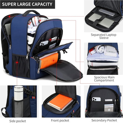 RFID Cafele Laptop Backpack Travel Computer Backpack College Bookbag School Backpack with USB Charging Port - PuriLite