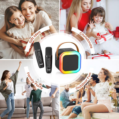 Karaoke Machine for Kids Adults, Portable Bluetooth Mini Karaoke Microphone Singing Speaker Karaoke Player with 2 Wireless Mic Toys for All Smartphones,Birthday, Family,Home Party (Purple) - PuriLite
