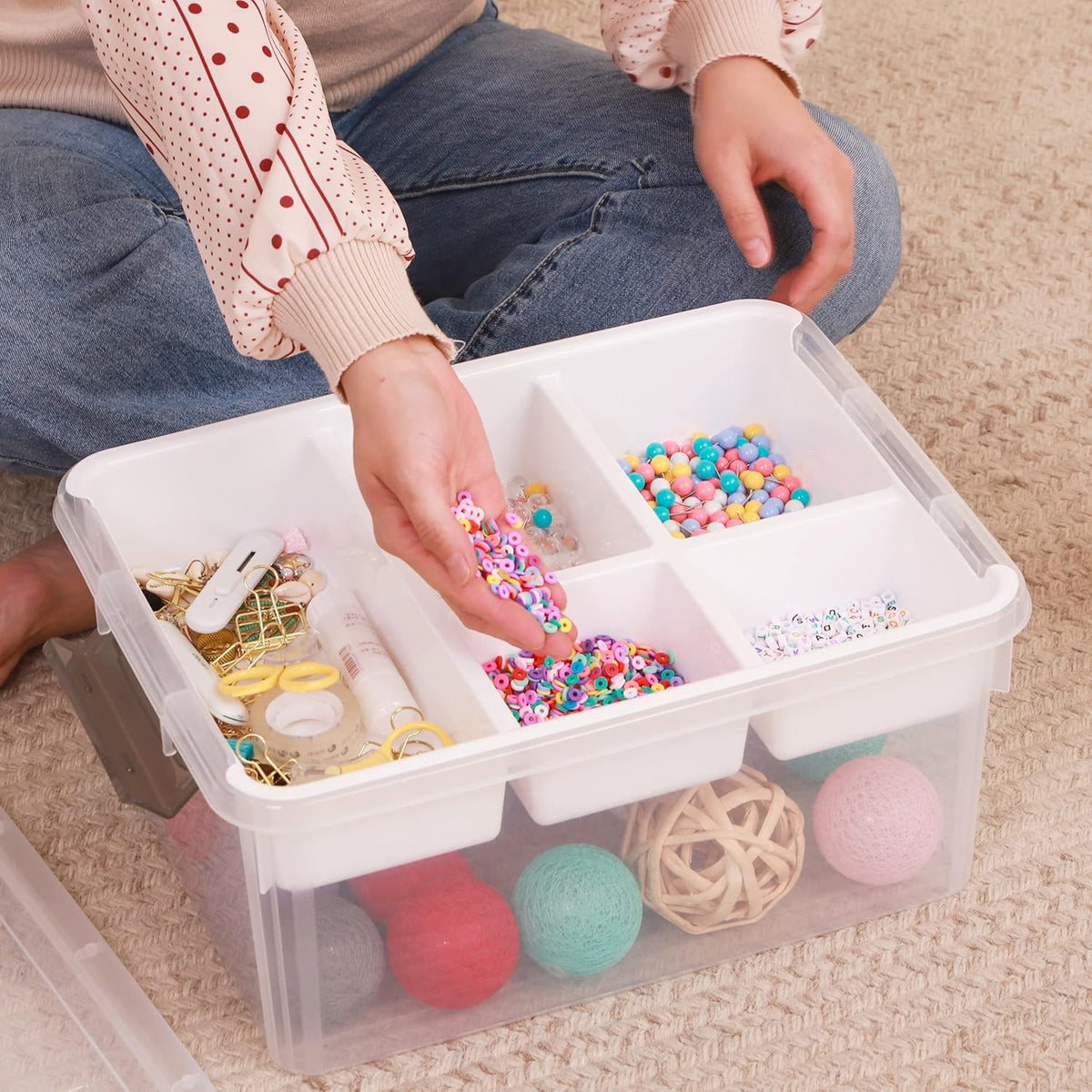 Purilite Select Multi-Partition Craft Storage Box with Flip-Top Lid - PuriLite