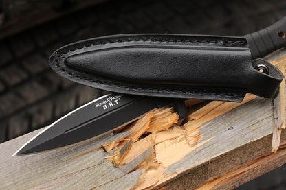 Smith & Wesson SWHRT9B 9in High Carbon S.S. Fixed Blade Knife with 4.7in Dual Edge Blade and TPE Handle for Outdoor, Tactical, Survival and EDC, Multi - PuriLite
