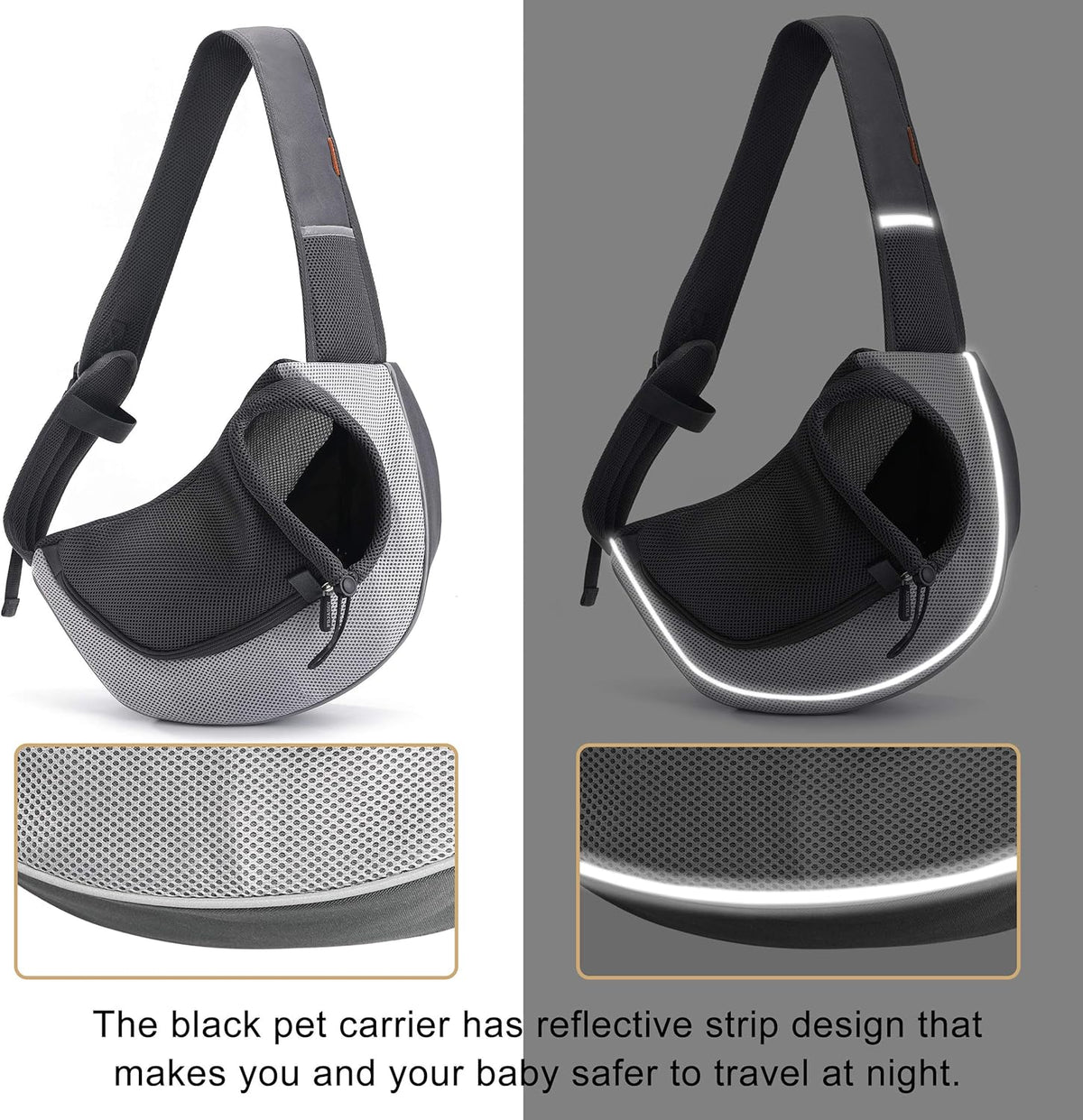 FDJASGY Pet Sling Carrier for Small Dogs Cats,Breathable Mesh Travelling Hand Free Puppy Backpack with Pouch and Adjustable Strap Carrier Grey - PuriLite