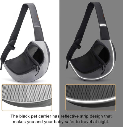 FDJASGY Pet Sling Carrier for Small Dogs Cats,Breathable Mesh Travelling Hand Free Puppy Backpack with Pouch and Adjustable Strap Carrier Grey - PuriLite