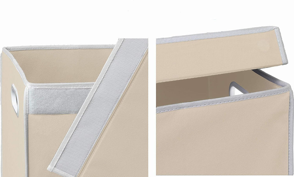 SimpleHouseware Double Laundry Hamper with Lid and Removable Laundry Bags, Beige - PuriLite