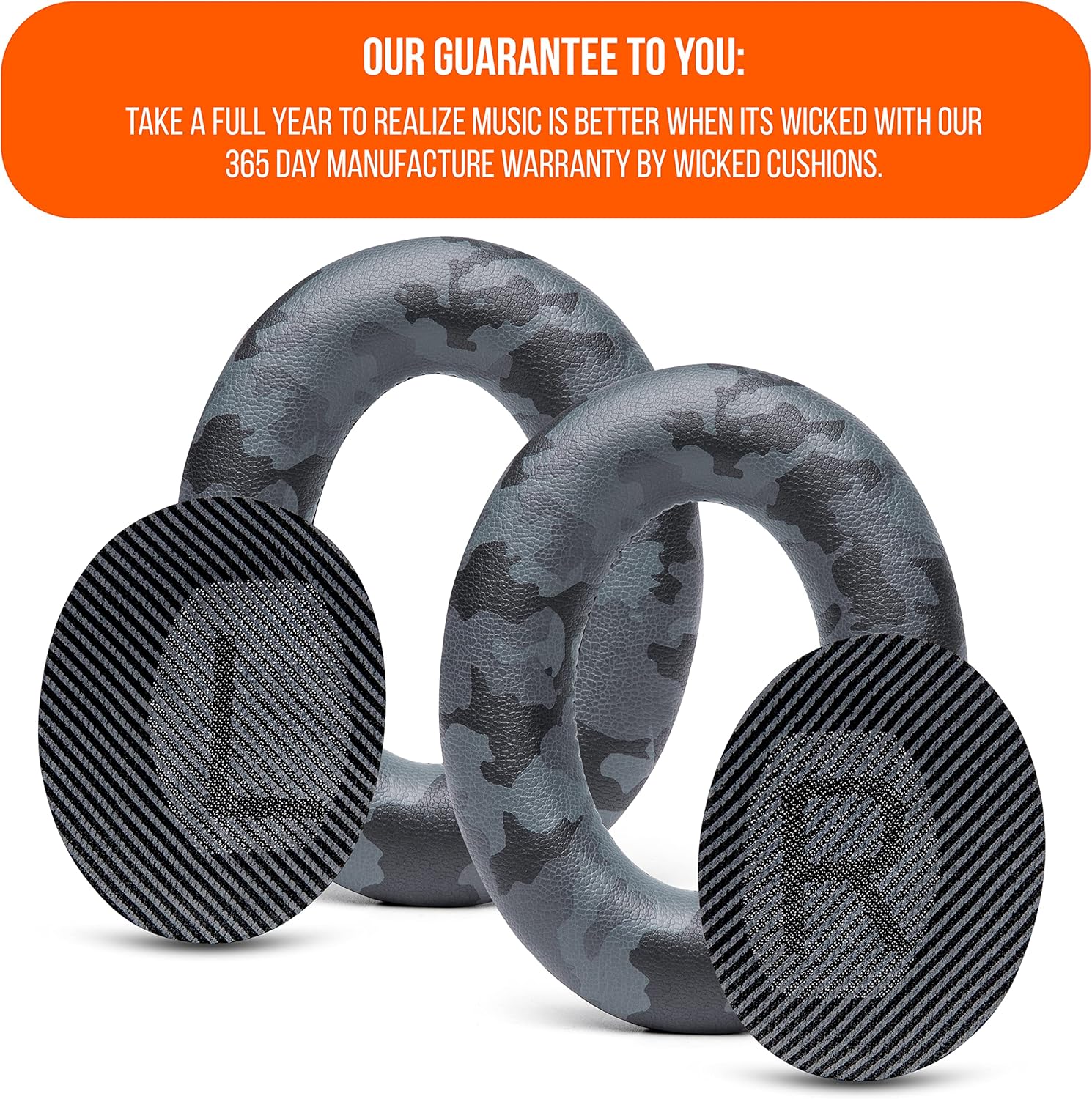 WC Wicked Cushions Upgraded Replacement Ear Pads for Bose QC35 & QC35ii (QuietComfort 35) Headphones & More - Softer Leather, Luxurious Memory Foam, Added Thickness, Extra Durability | Navy Tiger - PuriLite