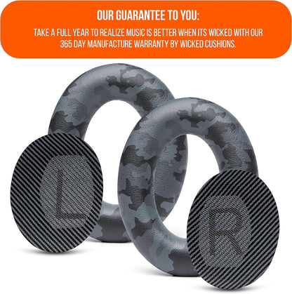 WC Wicked Cushions Upgraded Replacement Ear Pads for Bose QC35 & QC35ii (QuietComfort 35) Headphones & More - Softer Leather, Luxurious Memory Foam, Added Thickness, Extra Durability | Navy Tiger - PuriLite