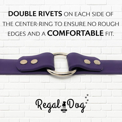 Regal Dog Products Medium Orange Dog Collar with Heavy Duty Double Buckle & D Ring | Vinyl Coated, Custom Fit, Adjustable Biothane Dog Collar Chew Resistant Waterproof Center-Ring Collar for Dogs - PuriLite