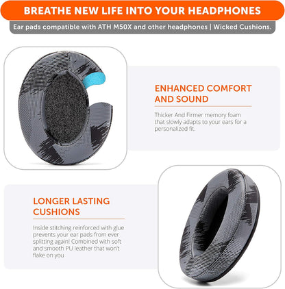 WC PadZ - The Ultimate Upgraded Earpads by Wicked Cushions - Compatible with Audio Technica, HyperX, SteelSeries Arctis & More - Extra Thick - Bigger Opening - Softer Memory Foam | (Speed Racer) - PuriLite