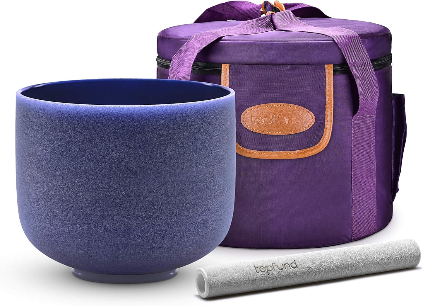 TOPFUND F Note Crystal Singing Bowl Heart Chakra 8 inch with Heavy Duty Carrying Case and Suede Striker - PuriLite