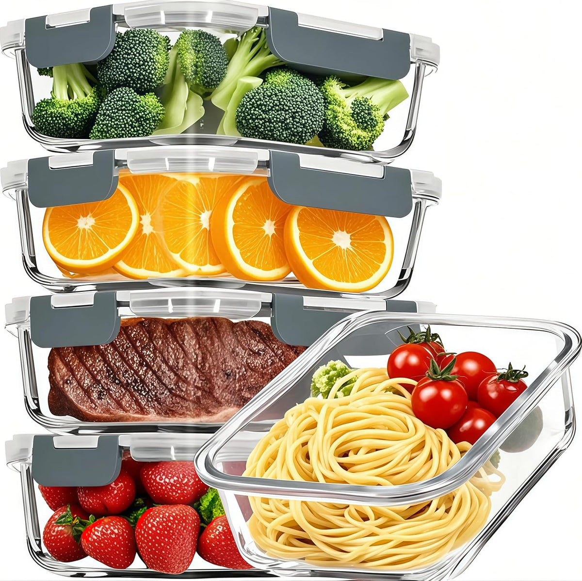 Pure Future 50-Piece Large Airtight Food Storage Containers with Lids, BPA-Free Stackable & Microwave Safe Kitchen Set for Meal Prep, Freezer Use - 25 Containers & Lids, Leakproof Design - PuriLite