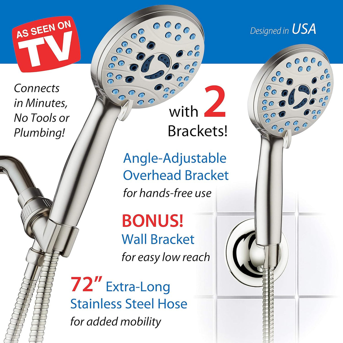 Purilite Select 8-Setting Handheld Shower Head – High Pressure, Self-Cleaning, Total Shower Hygiene System - PuriLite